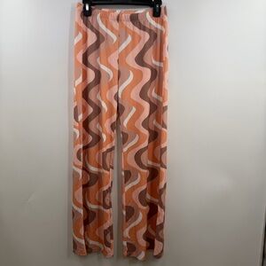 Princess Polly Latiana 70's flare pants multicolor wave pattern retro sz 10